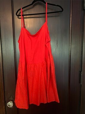 Never Fully Dressed Red Eyelet Midi Dress
